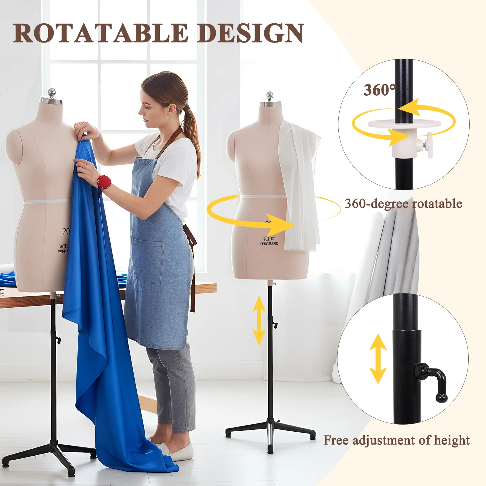 

High Quality Female Half Body Mannequin Sewing Tailor Dress Form Torso Metal Base for Clothes Design Shop Window Display Stands