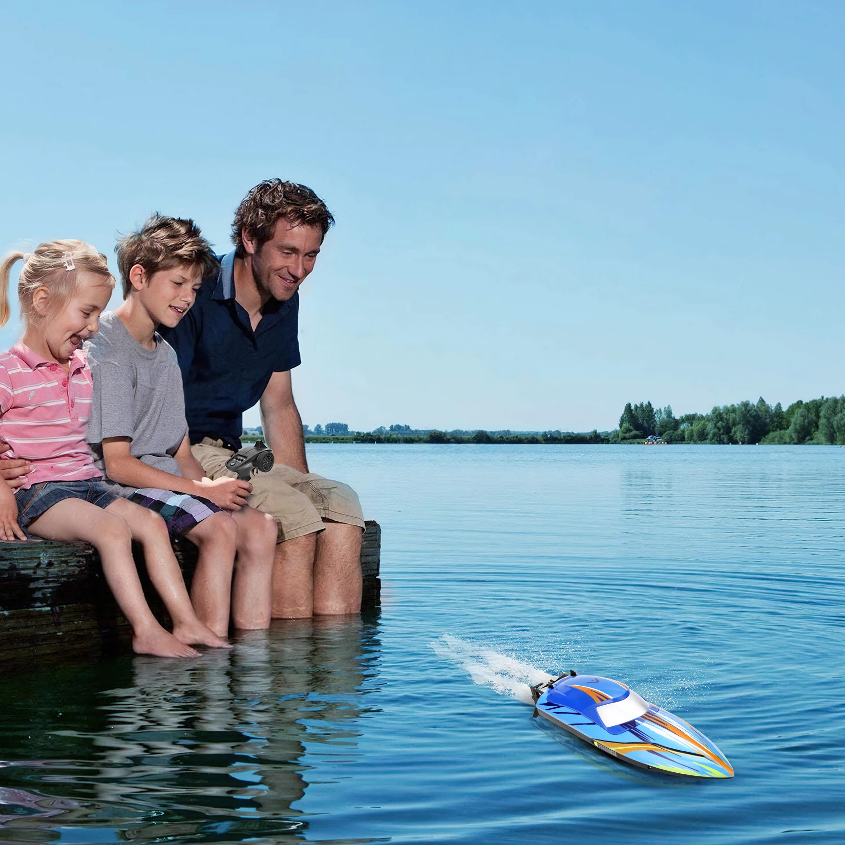 RC Boat, Remote Control Boat for Pools and Lakes, 2.4GHz Racing RC Boats for Adults and Kids, Top Speed