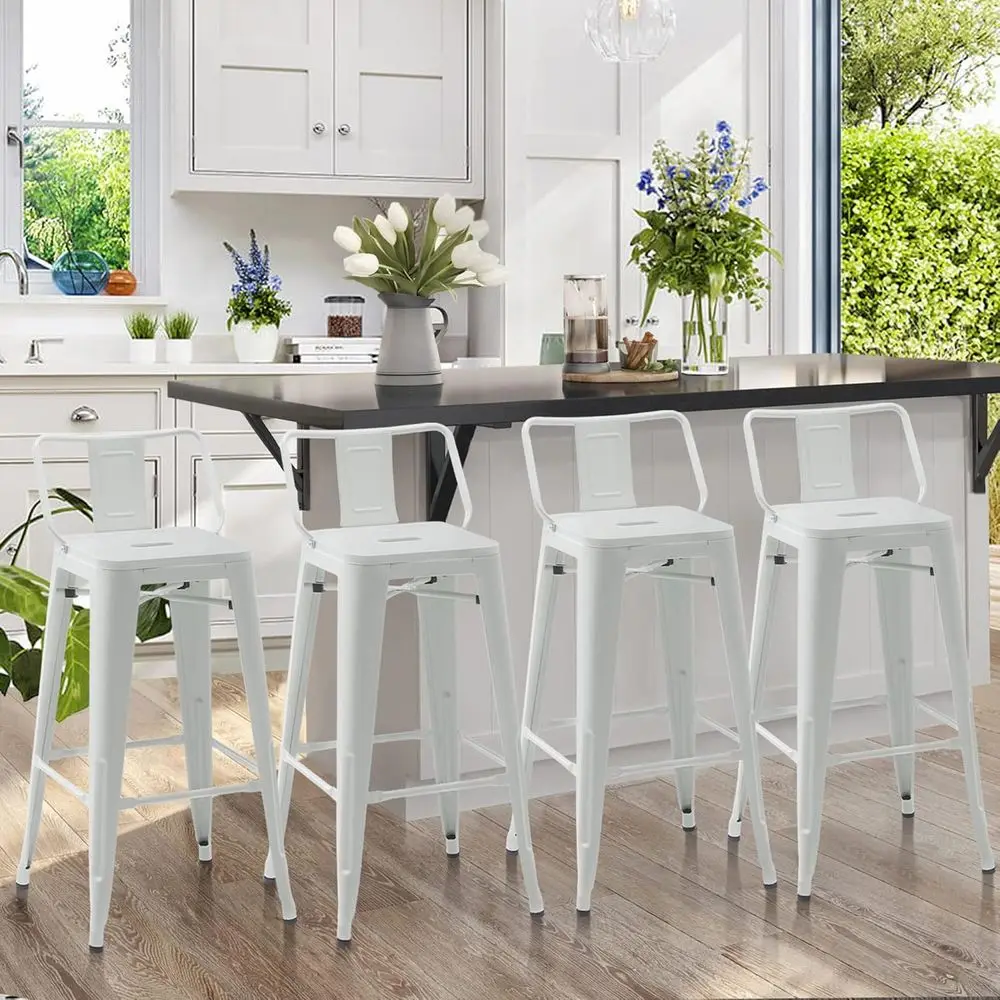 Metal Bar Stools Set o 4 Barstools Counter Height Bar Stools with Back Industrial Bar Stool Indoor Counter Stool Kitchen Island view 6
