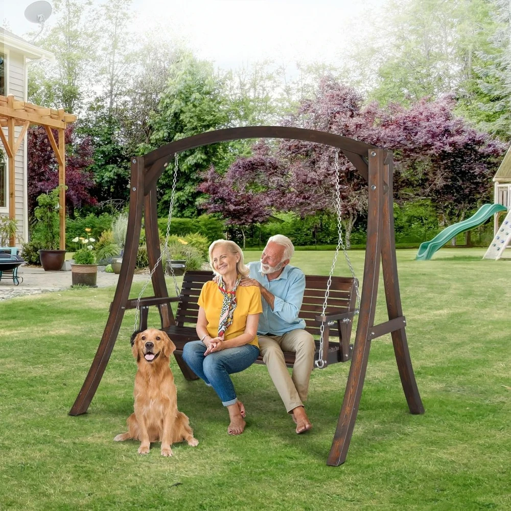 Heavy duty 880 pound terrace porch swing outdoor PU painting, hanging chair with adjustable safety chain, outdoor swing