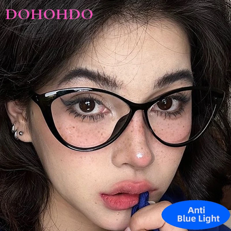 

Fashion Y2K Anti Blue Light Optical Cat Eye Ladies Lightweight Glasses Luxury Brand Designer Computer Glasses For Office Work