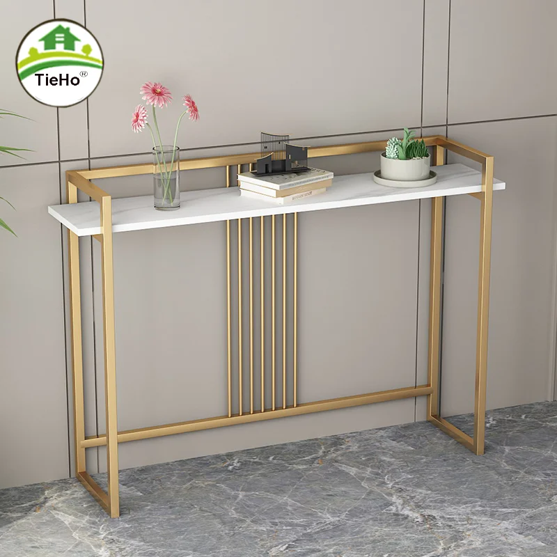 Luxury Hallway Slate Console Table Modern Minimalist Entrance Metal Long Side Table Fashionable Coffee Table Home Furniture