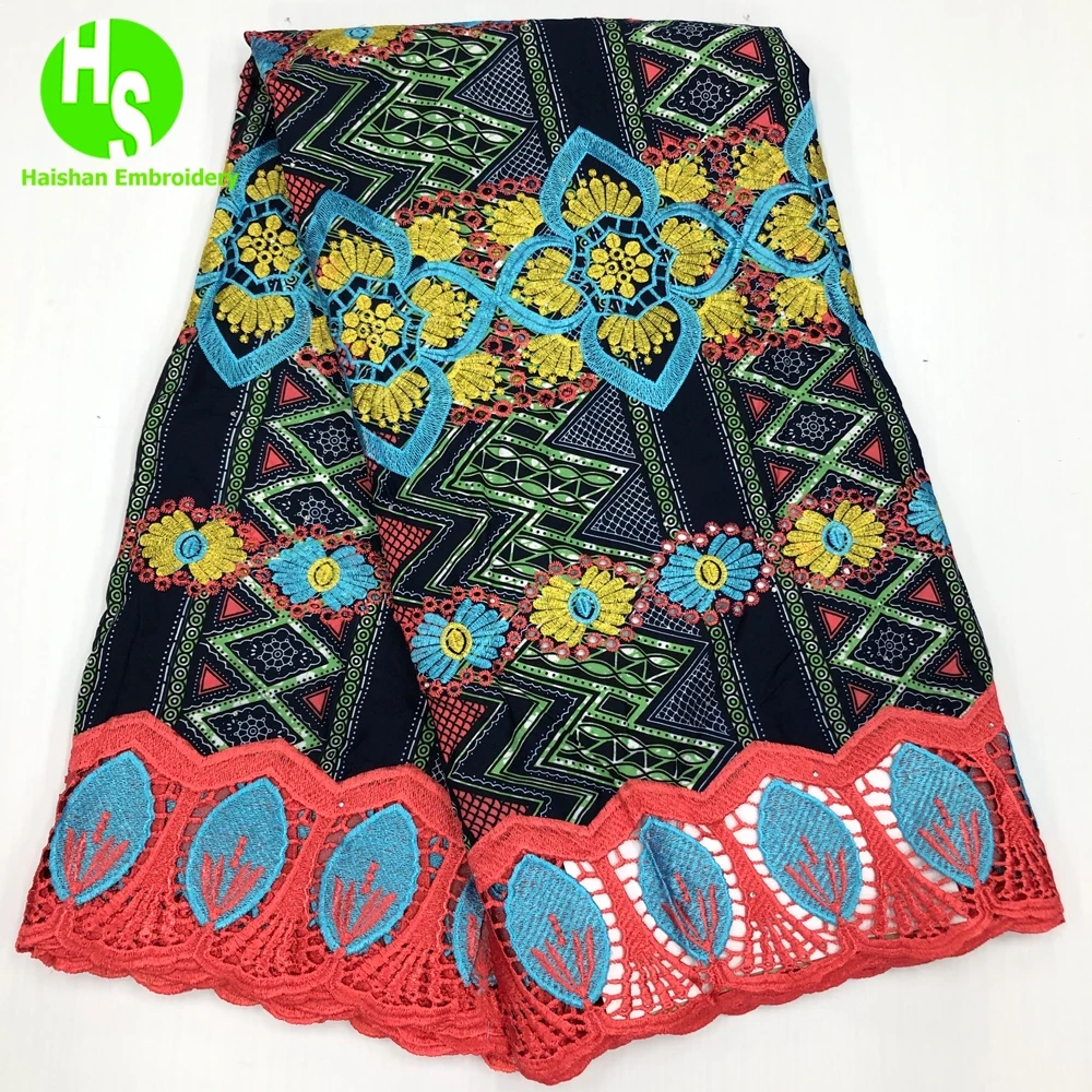 Latest 5 Yards Ankara Wax Lace Fabric 2023 Hight Qualiy African Wax Embroidery Fabric For Woman Party Dresses Material