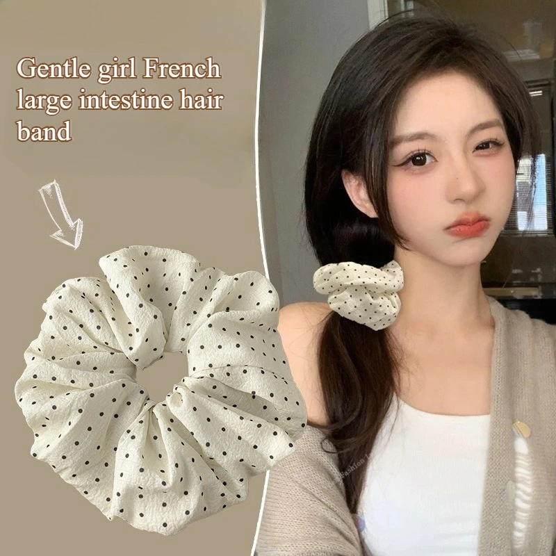 

French Gentle Elegant Dot Scrunchies Women Girls Kid Elastic Hair Rubber Bands Accessories Tie Hair Ring Rope Headdress Headwear