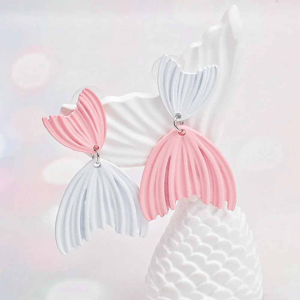 مبالغ فيها شخصية معدنية غير المتماثلة ذيل السمكة وأقراط للنساء الإبداعية لطيف الحيوان القرط حفلة سحر المجوهرات هدية