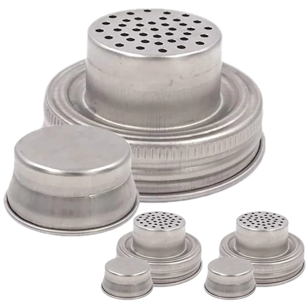 3 Pcs Cocktail Mason Shaker Caps Miss Trundle Bed Seasonings Lids Stainless Steel Jar Cover