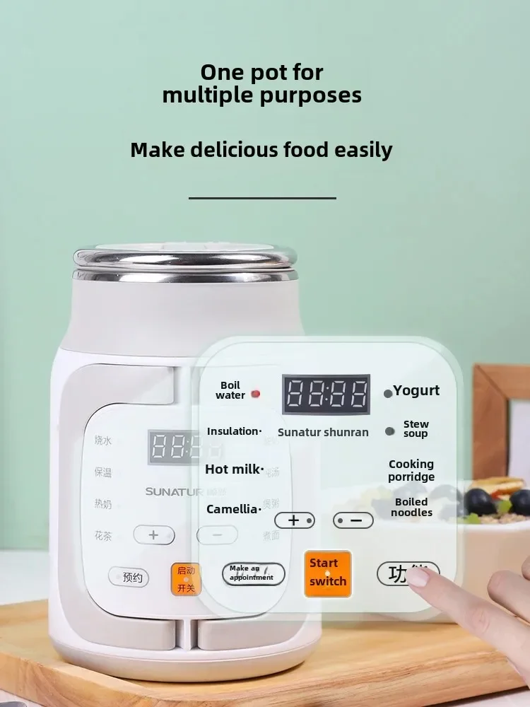 Office Electric Stew Pot Porridge Ware 220V Thing Kitchen Pot Equipment Pot Travel Automatic Portable Heating Water Cup