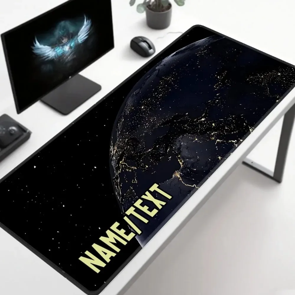 Shiny Starlight Text Personalized Custom Gaming Desk Mat, Heavy Dense Rubber Precise Reinforced Stitched Mouse Pad For Dorm Home