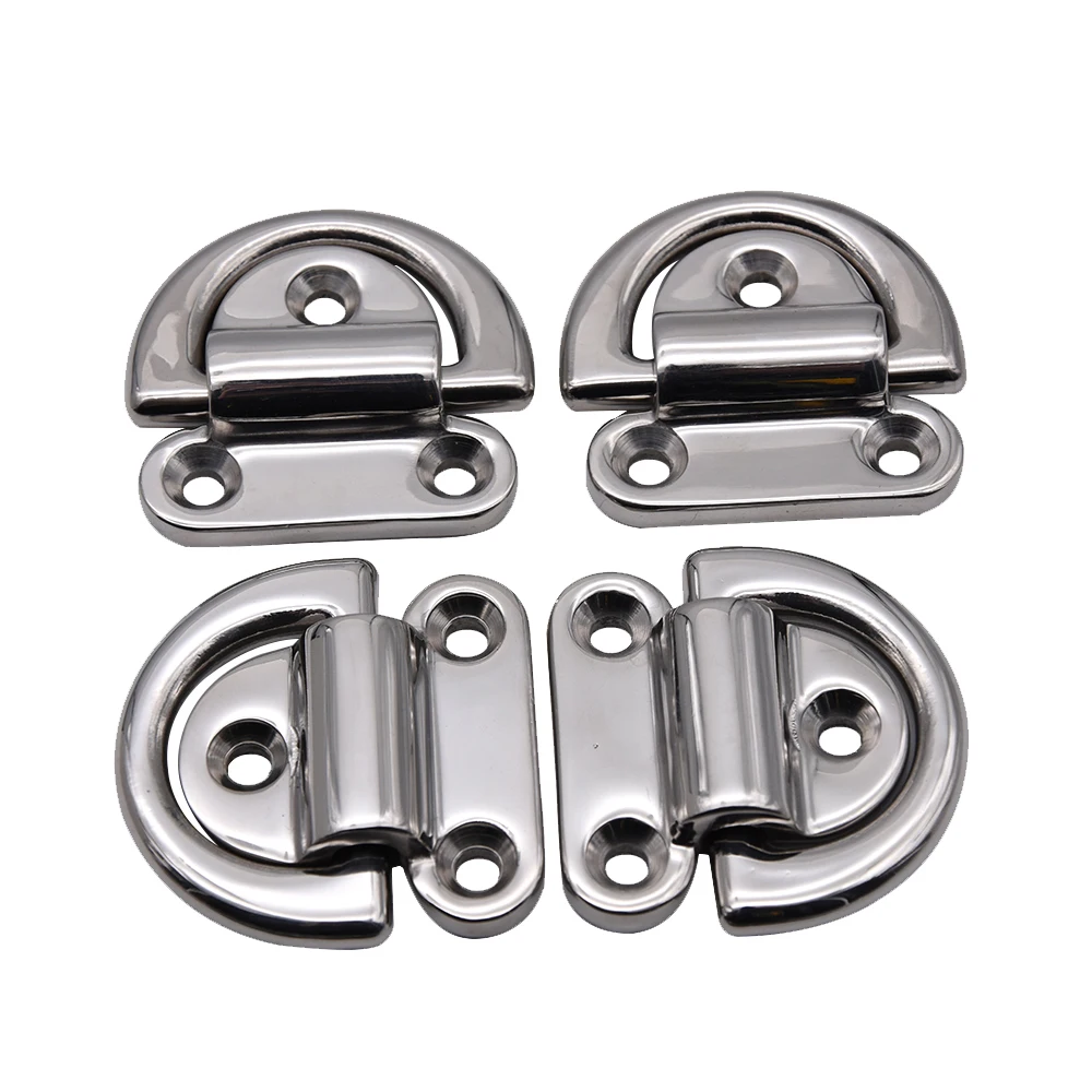 6mm Folding Deck Pad Eyes lashing d ring Tie Down Point Anchor Fixing Cleat Plate Mirror Polish Marine Grade 316 Stainless Steel