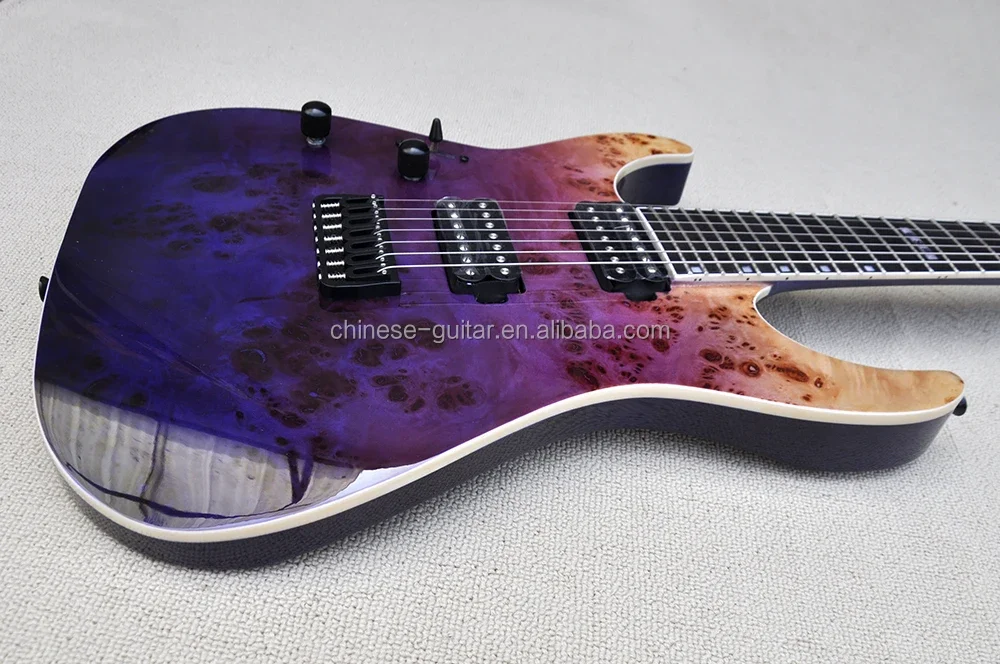 Flyoung Purple electric Guitar Factory High QUality Left Handed Neck Through Body Ebony Fretboard