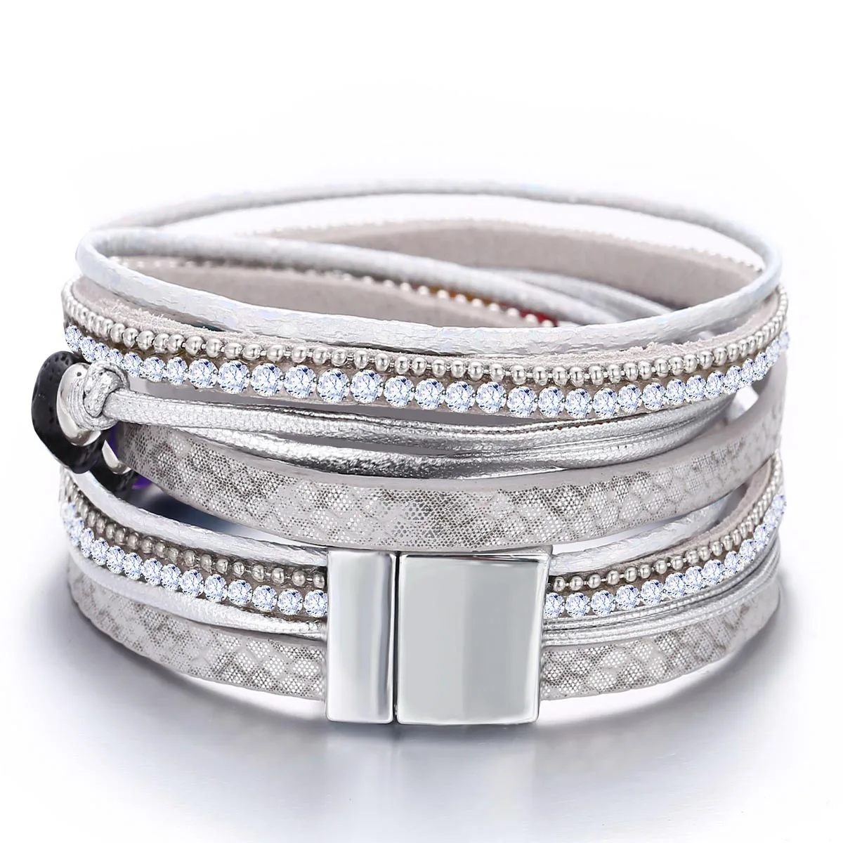 

Lava Stone Durable Rhinestone For Women Colorful Multilayer Textural Quality Lightweight Alloy Bead Stylish Lady