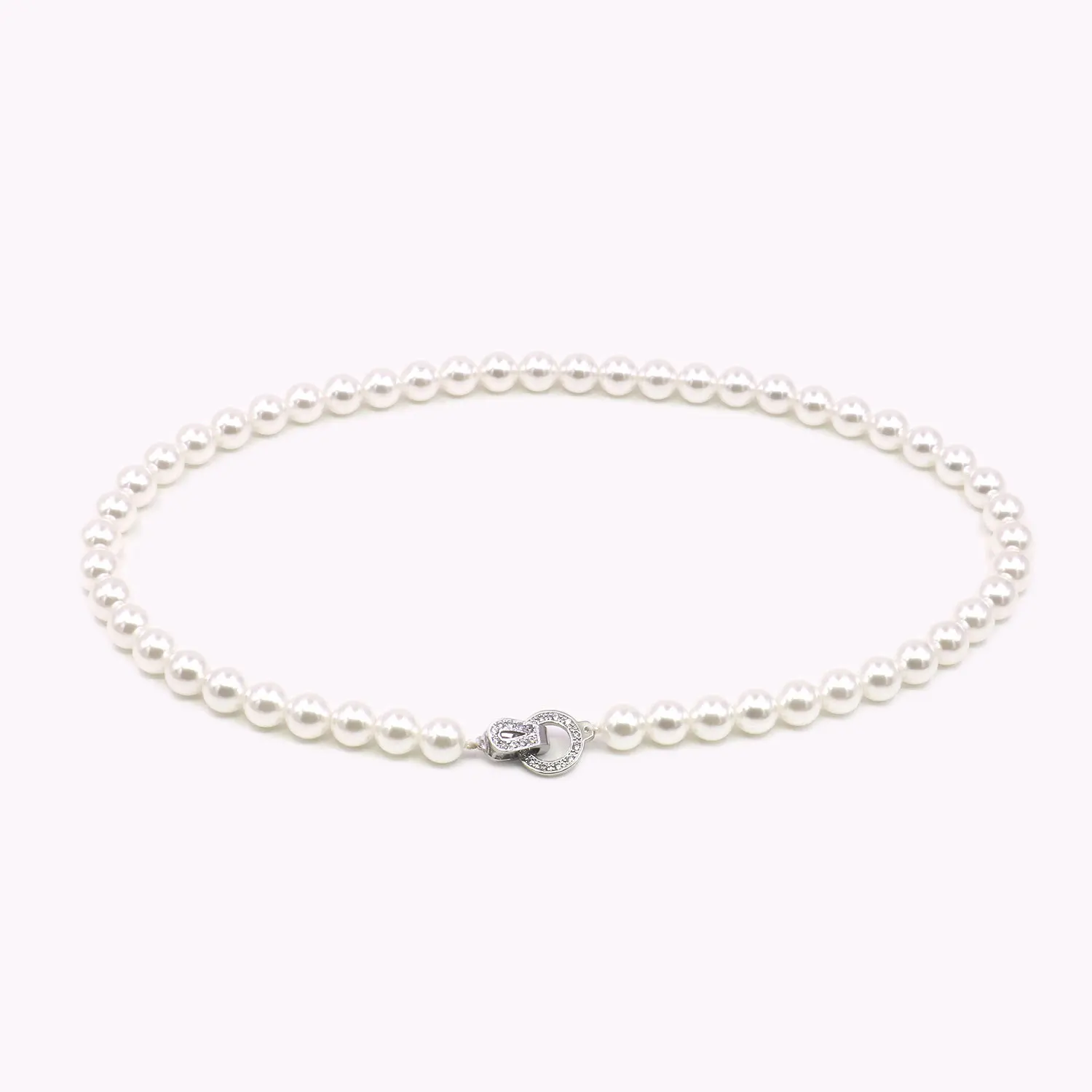 6 8 10 12 14mm Round White Shell Pearl Necklace Crystal Easy Open Clasp Good Quality Women Accessories Gifts For Mother