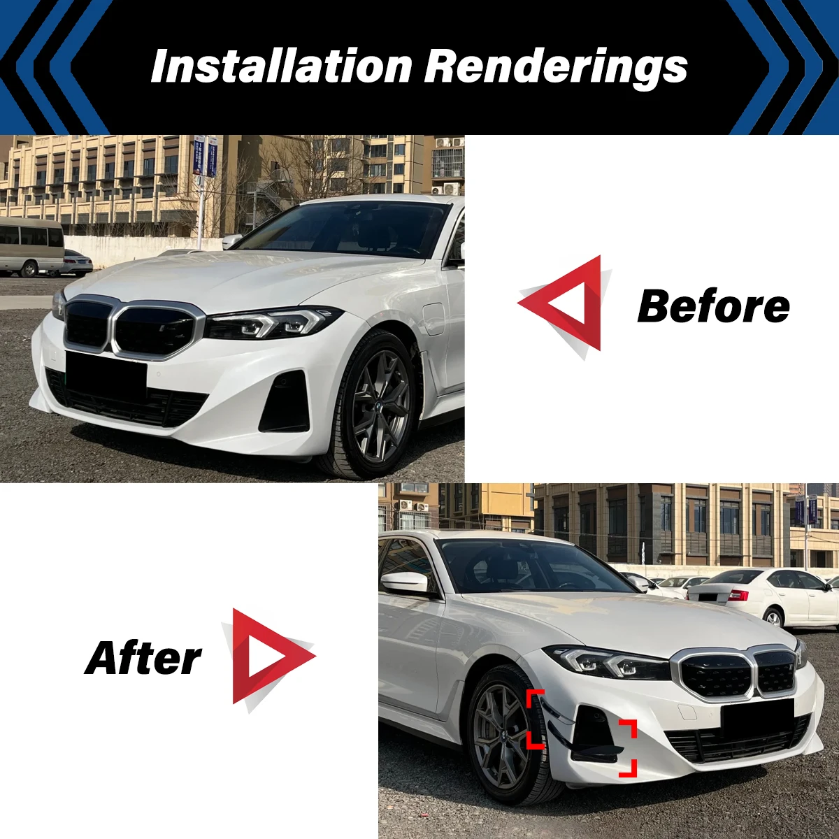 For BMW i3 2022 2023 2024 MP Style Car Front Bumper Splitter Spoiler Diffuser Trim Cover Carbon Look Car Accessories Body Kits