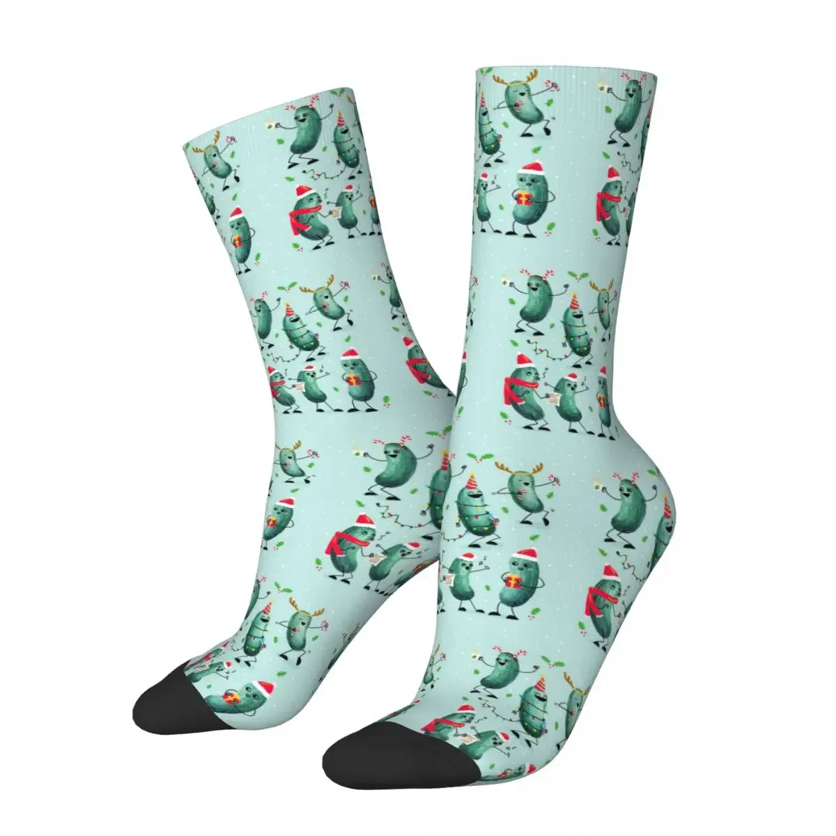 Holiday Pickle Party Socks Harajuku Super Soft Stockings All Season Long Socks Accessories for Man's Woman's Gifts