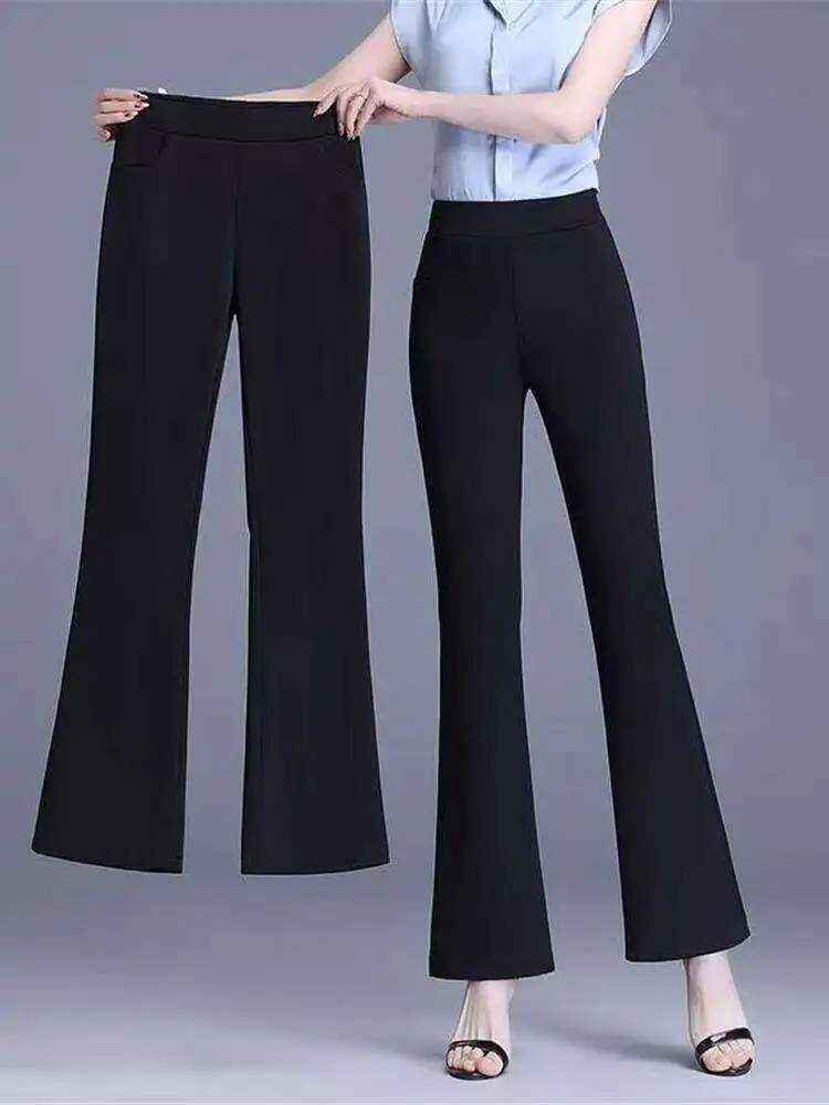 Spring 2026 High Waist Draped Micro Flared Pants Women's Versatile Base Layer Long Trousers Commute Style Triacetate Fiber
