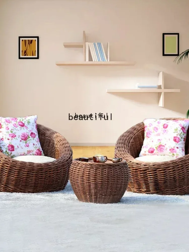 Balcony Bedroom Hand Woven Lazy Sofa Leisure Tatami Double Sofa Living Room Furniture