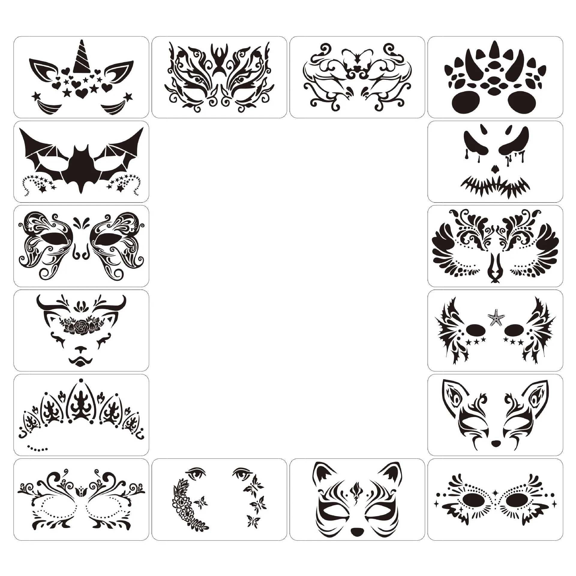 Face Skeleton Painting Stencil New Mask Set DIY Kids Graffiti Hand Painting Aids Tattoo Stencils Stage Party Holiday Makeup