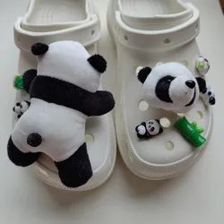 Desenhos animados Bambu Gigante Panda Buraco Sapato Encantos, Fivela De Sapato, Bonito Urso Pequeno Sapatos, Decorações De Flor DIY, Acessórios