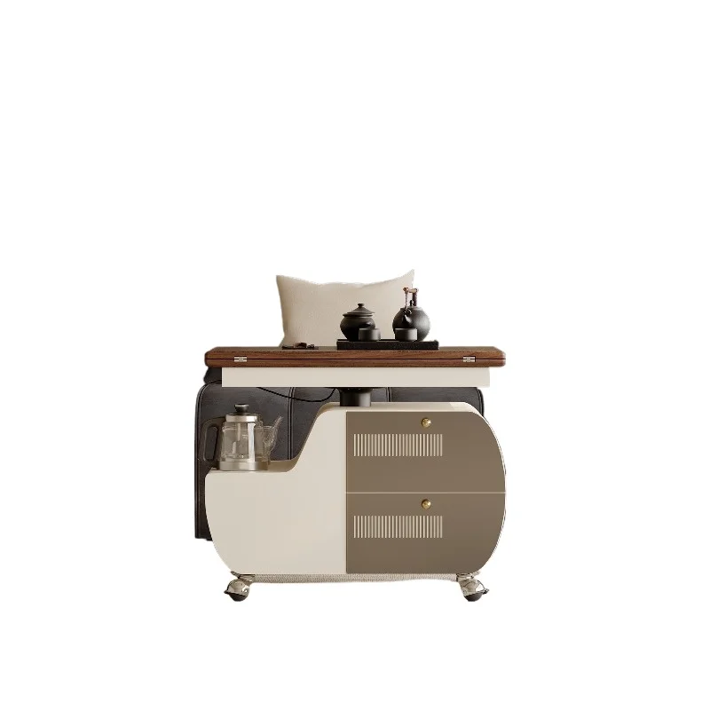 

French retro movable tea table integrated coffee table lifting folding balcony tea table small