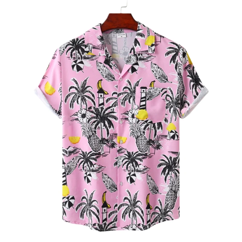 Bedrukte Shirts En Blouses T-Shirts Voor Mannen Shirt Tiki Man T-Shirt Heren Strand Koreaanse Populaire Kleding Hawaiian Korte Mouw Heren