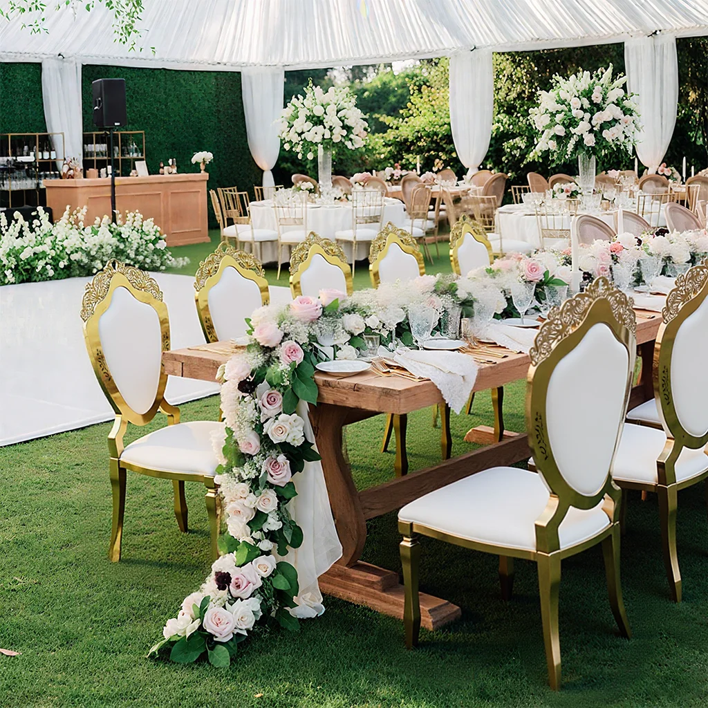 

24 шт.) Золотая рама из нержавеющей стали, современный стул для банкета и свадьбы, уличные вечеринки, рестораны, отели