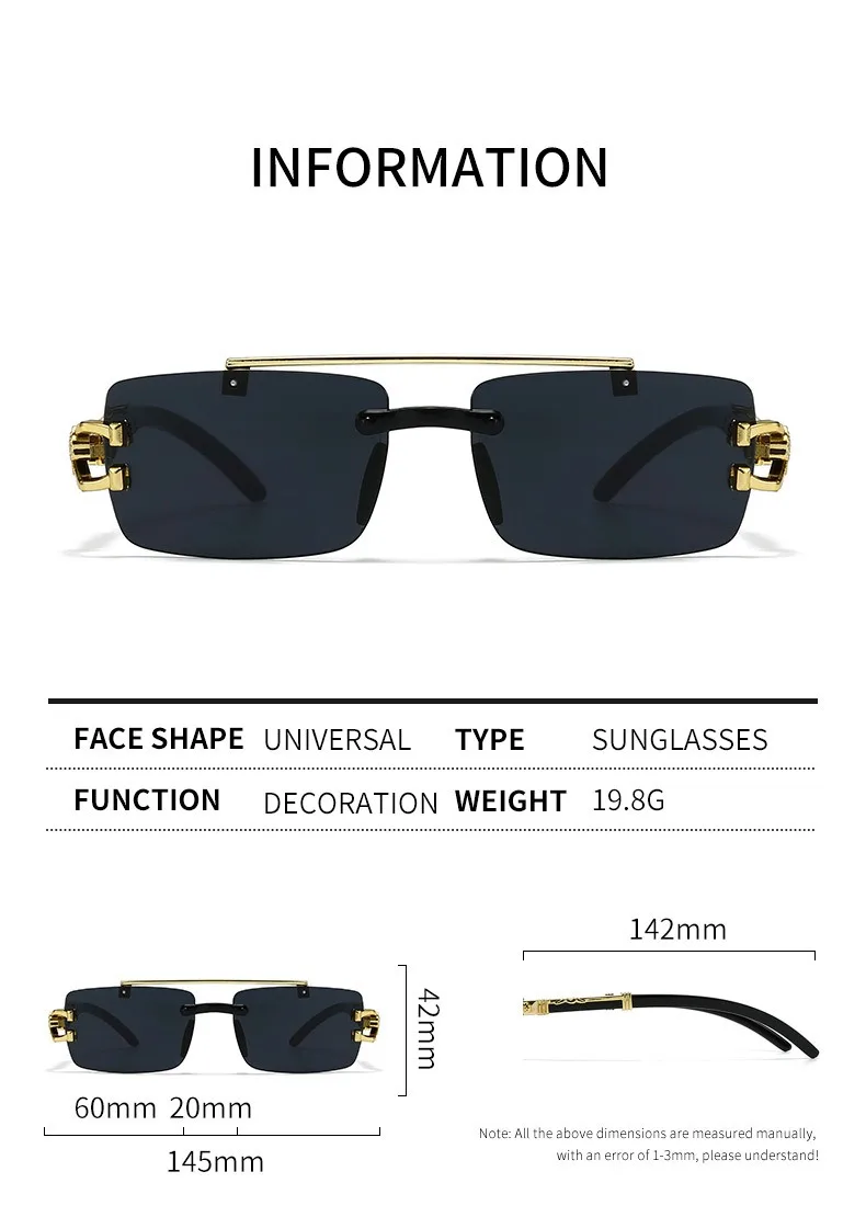2025, neue modische rahmenlose Schneidkante, integrierte Doppelstrahl-Leopardenbein-Anti-UV-Sonnenbrille, Retro, vielseitig – Detail 7