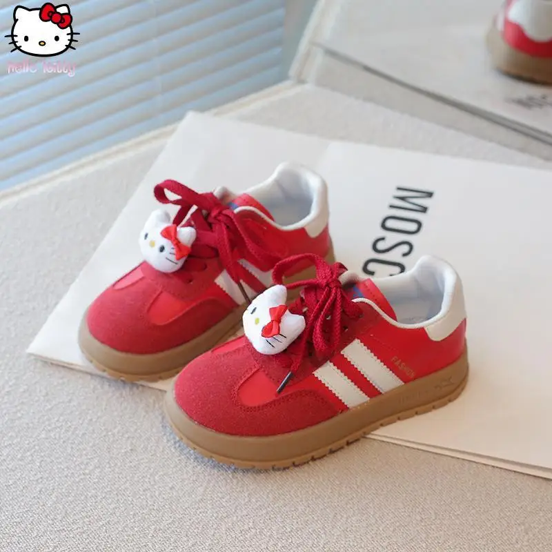 

Детские кроссовки Sanrio Hello Kitty с героями мультфильмов, весенне-осенние аниме, новые кроссовки Kawaii для девочек Sanrio, немецкая тренировочная обувь, красные туфли для доски