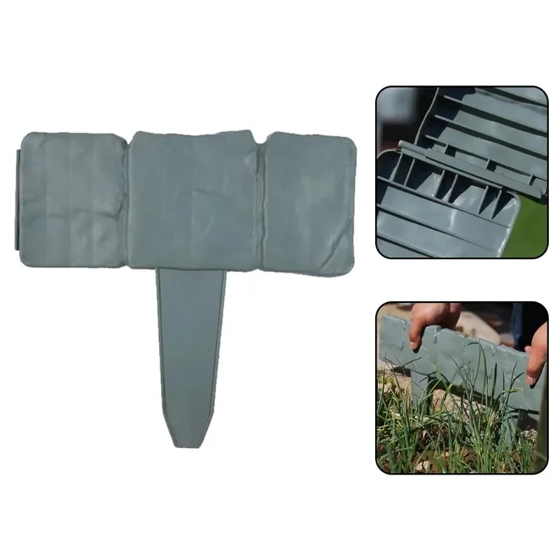 10Pcs Imitation Stone Garden Fence Stakes, Outdoor Landscape Edging Decorative Border for DIY Lawn Yard Plant Support