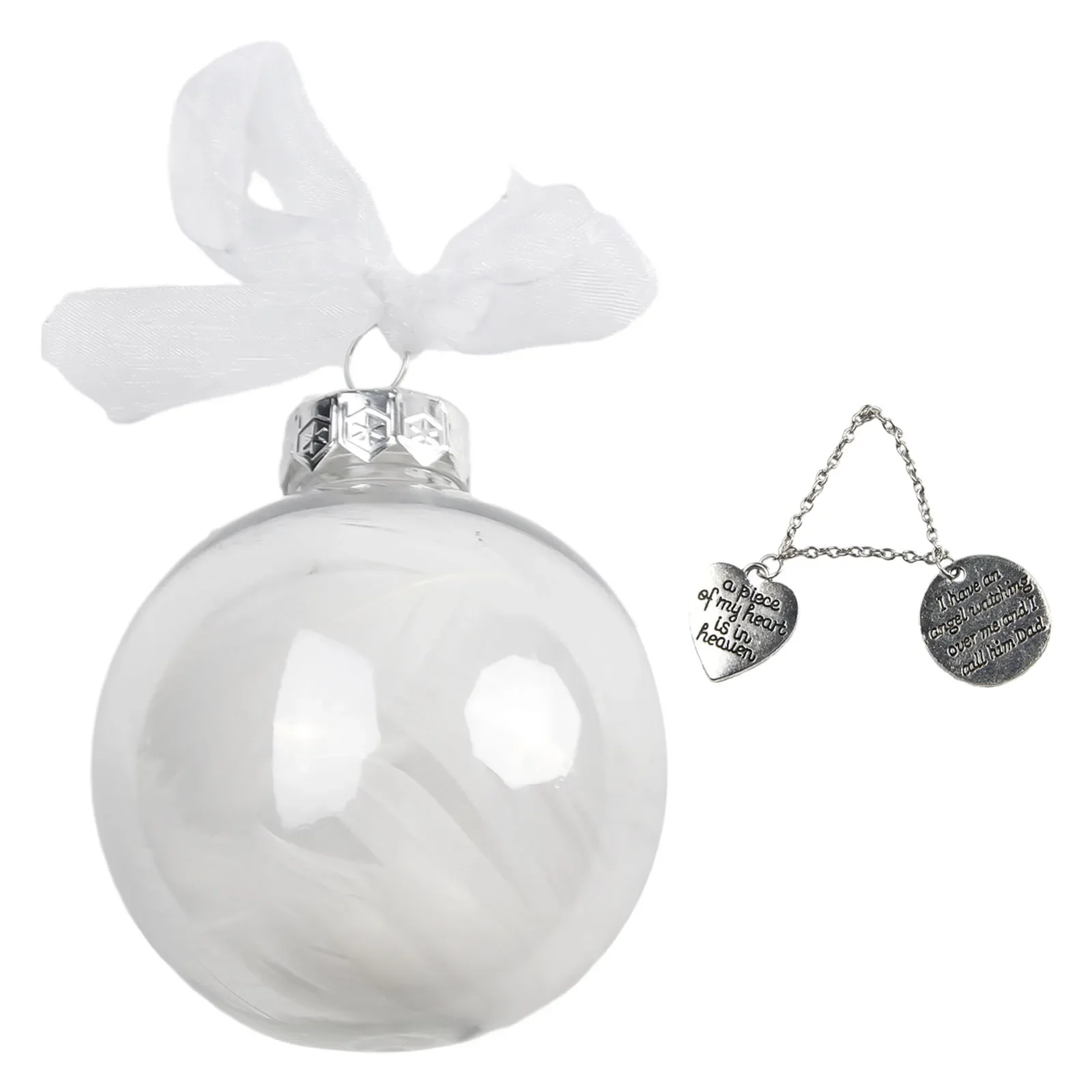 8cm Transparent Feather Ball Memorial Ornament for Christmas Tree  Symbol of Forever Love and Eternal Remembrance