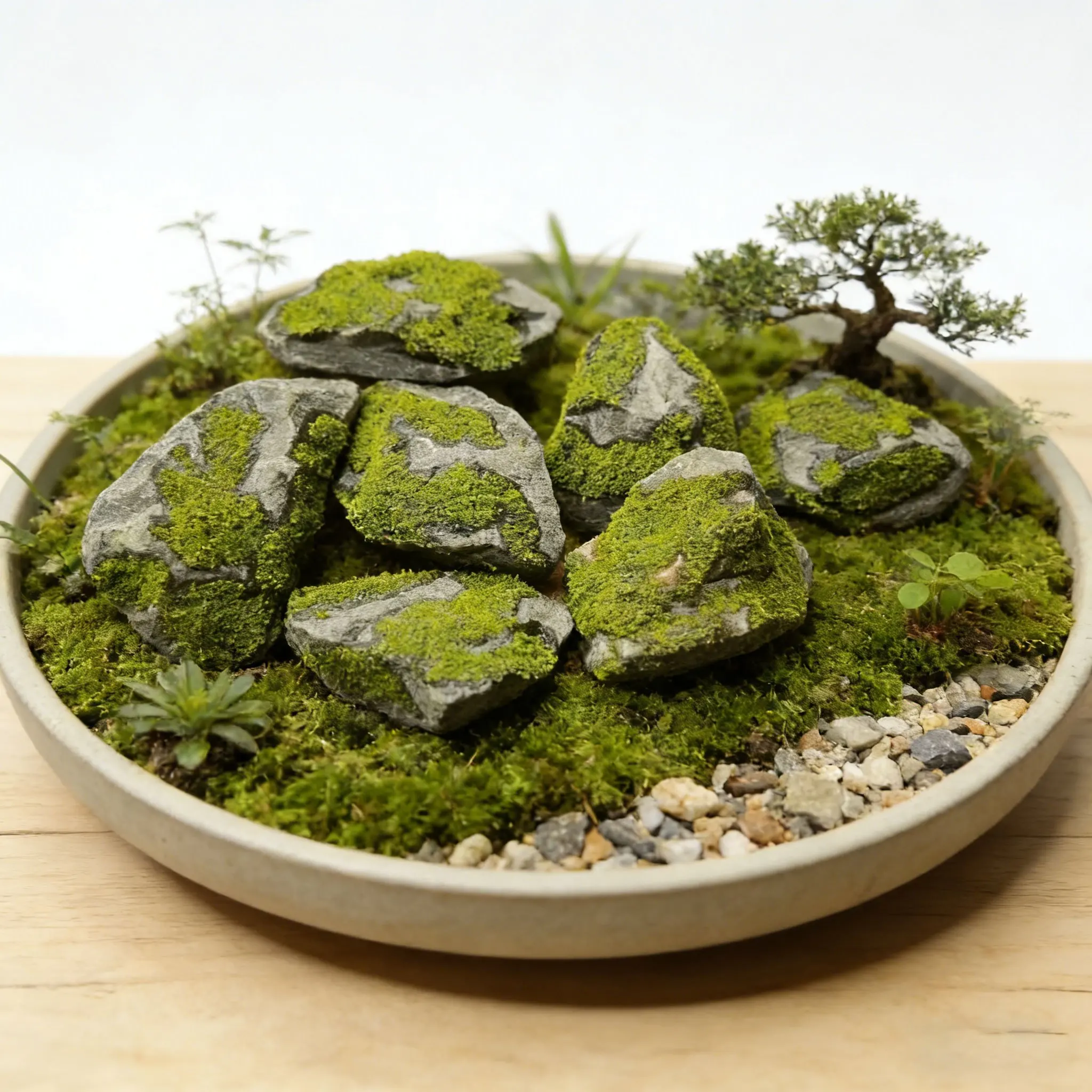 Handmade Forest Style Moss Stone Ornament Reptile Aquarium Fish Tank Landscaping Decor