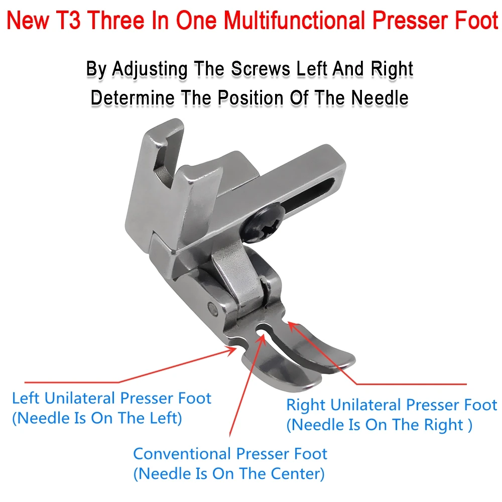 Universal Foot #T3 Adjustable Cording/Regular/Zipper Presser Foot For 1-Needle Lockstitch Industrial Sewing Machine Accessories