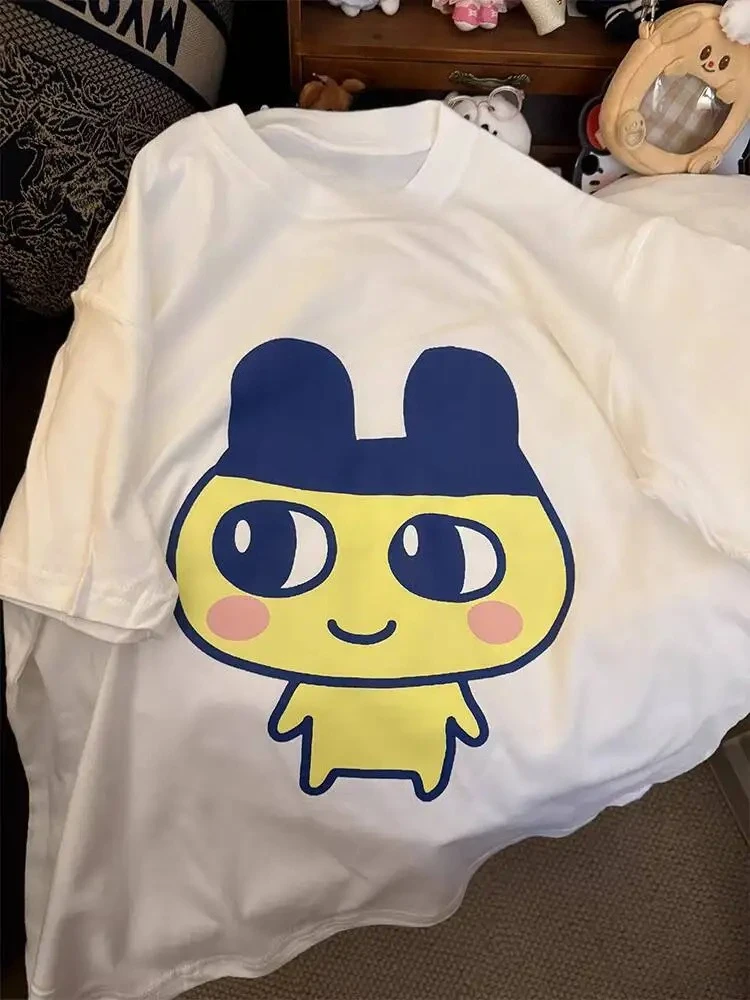 Japanese Women's Electronic Pet T-shirt Cute Cartoon Pattern T-shirt Korean Harajuku T-shirt Y2K Women's Clothing Graphic Y2K