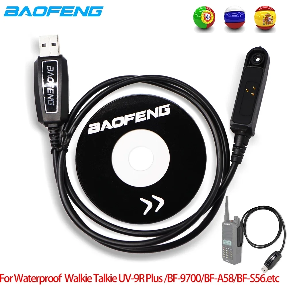 Baofeng – câble de programmation USB Original pour Radio bidirectionnelle Ham, avec lecteur de CD, logiciel pour talkie-walkie UV9R Plus BF-9700 BF-A58