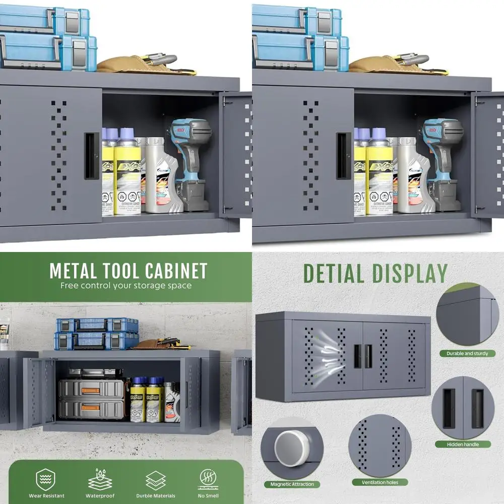 

Металлические шкафы для хранения с дверцами - прочные настенные органайзеры для инструментов для мастерских, гаражей и кухонь