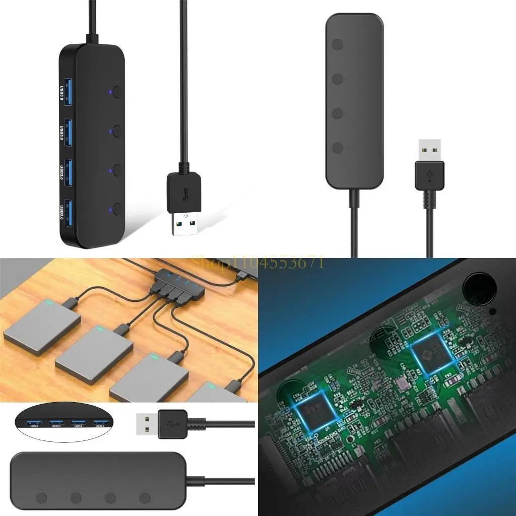 

Бестселлер 4PORT USB3.0 HUB USB несколько концентраторов 5V2A зарядка не требует водителя 60 см.