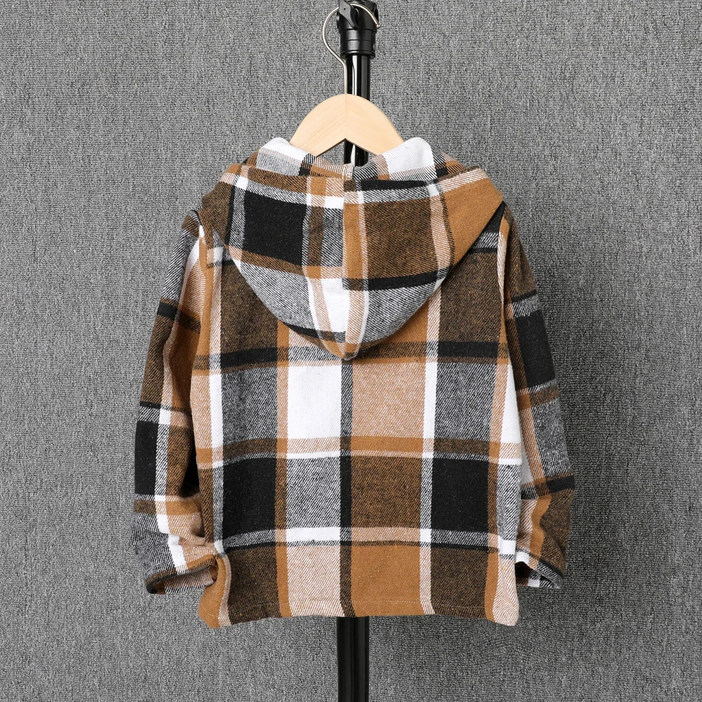 PatPat Kid Boy Hooded Plaid Long sleeves Shirt Jacket Casual/Outdoor Suitable for Autumn Season Soft and Comfortable