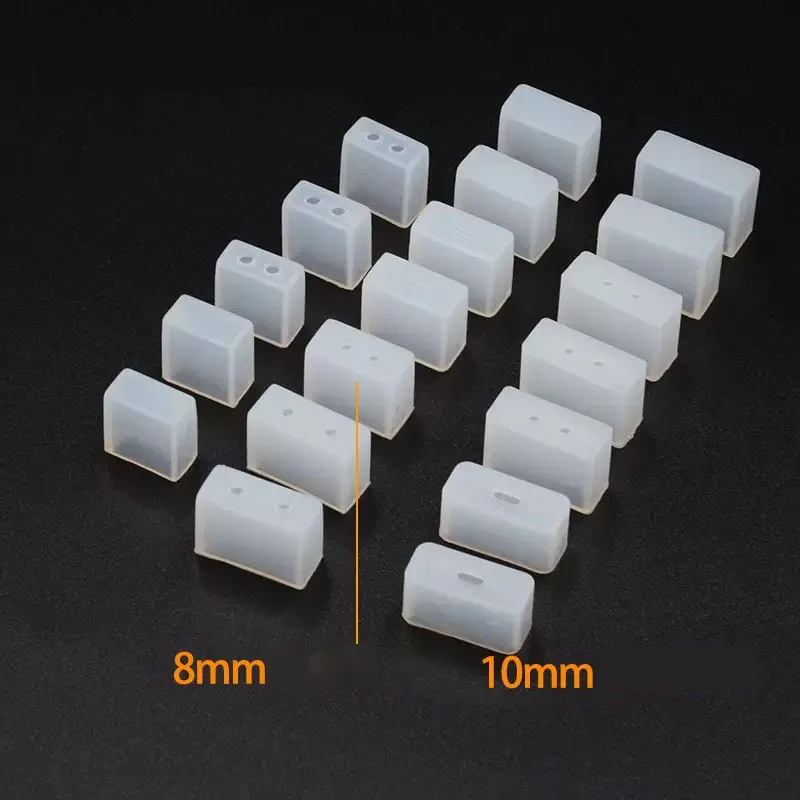 

10pc 50pcs 100pcs 8mm 10mm Led Silicone End Cap No Hole 2 pin hole for 8MM 10mm PCB IP67 LED Tube Strip Nonporous end cap