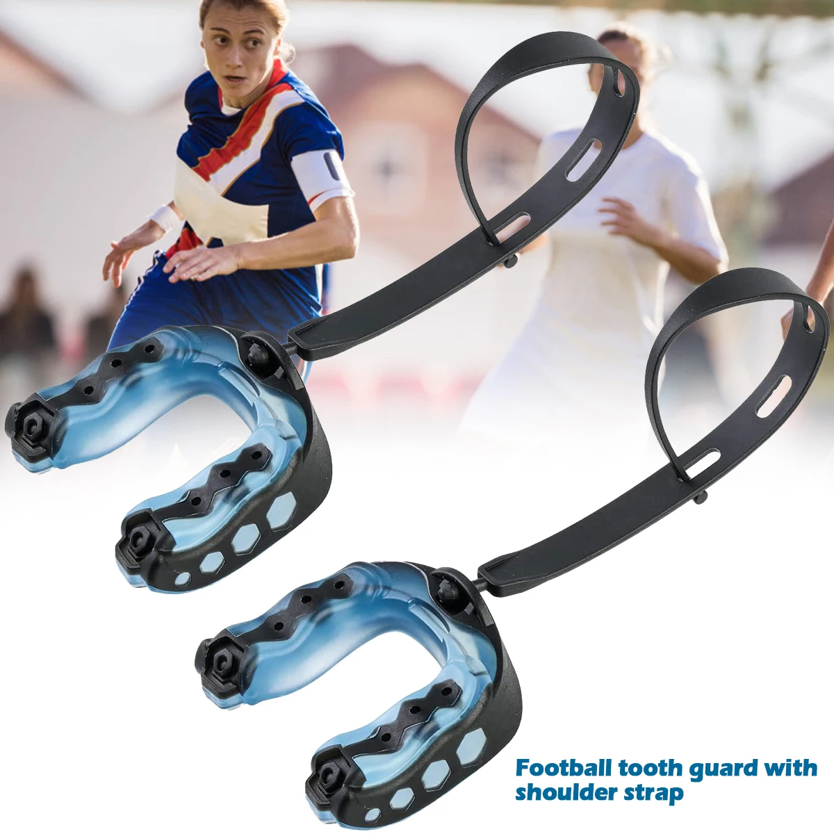 2pcs Football Mouth Guard Professional Sports Mouth Braces for Kids Soft Youth Football Mouthpiece with Strap Boxing Mouthguard