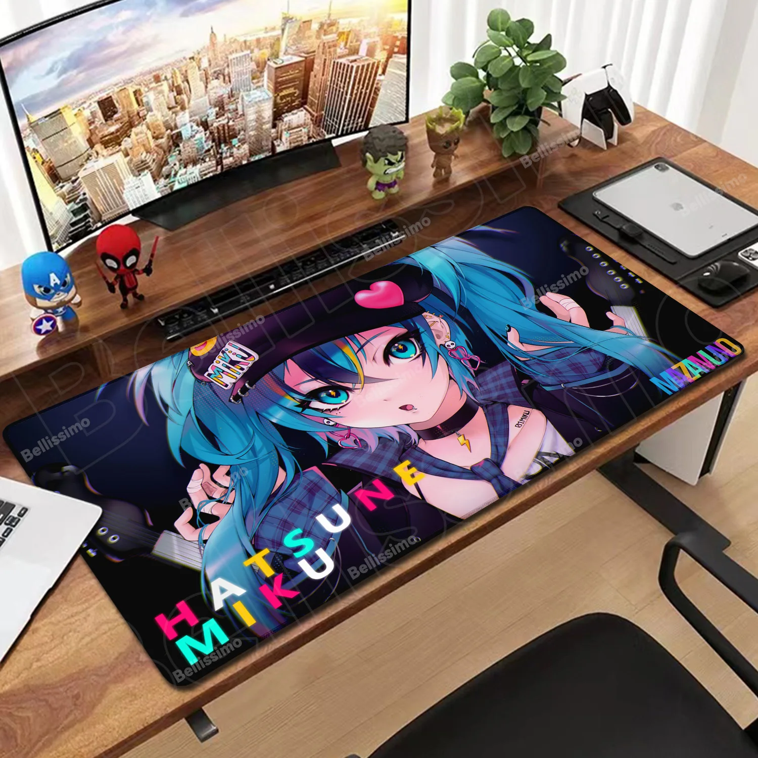 

Cute Kawaii Anti-slip Rubber Mouse Pad Hatsune miku Large Gamers Decoracion Extended Rubber Mause Desktop Mats With Lock Edge