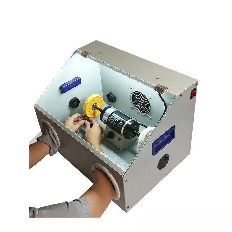 Polishing machine Small desktop grinding and polishing all-in-one machine with dust box cover, jewelry metal Wenwan polishing