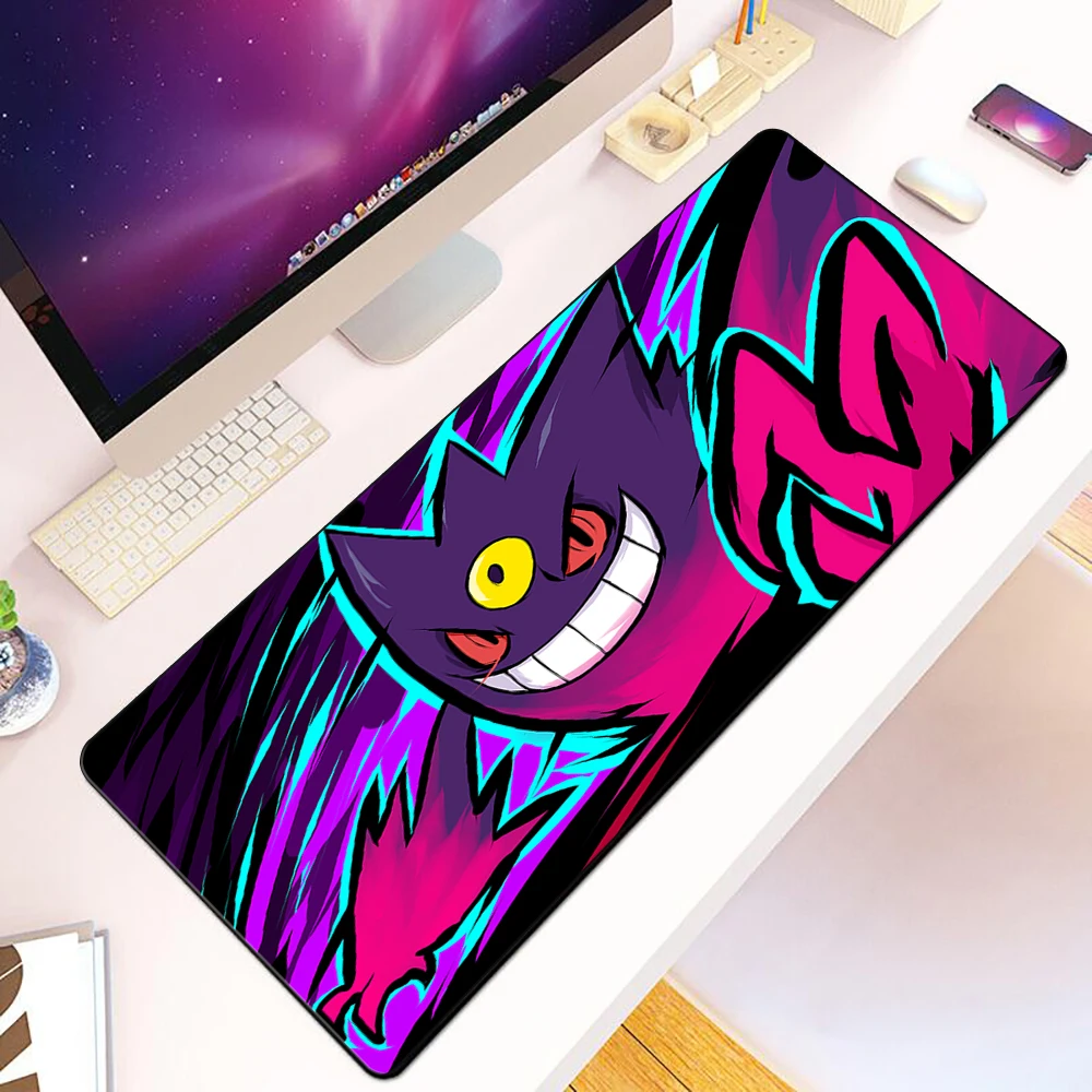 

P-Pokemons-G-Gengars Mousepad HD Printing Computer Gamers Locking Edge Non-slip Mouse Pad XXL90x40cm Keyboard PC Desk Pad