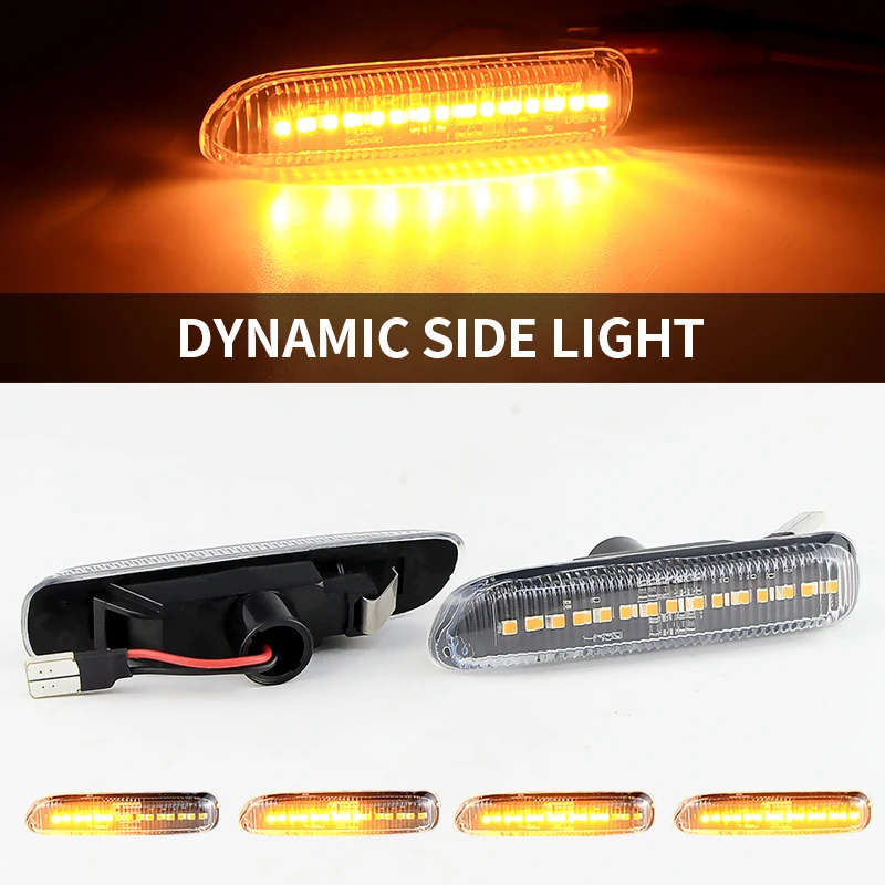 2 قطعة لسيارات BMW 3 Series E46 سيدان/صالون 12/كوبيه 06/قابلة للتحويل 12/E46 عربة سيارة LED أضواء العلامات الجانبية مصابيح إشارة الانعطاف الديناميكية