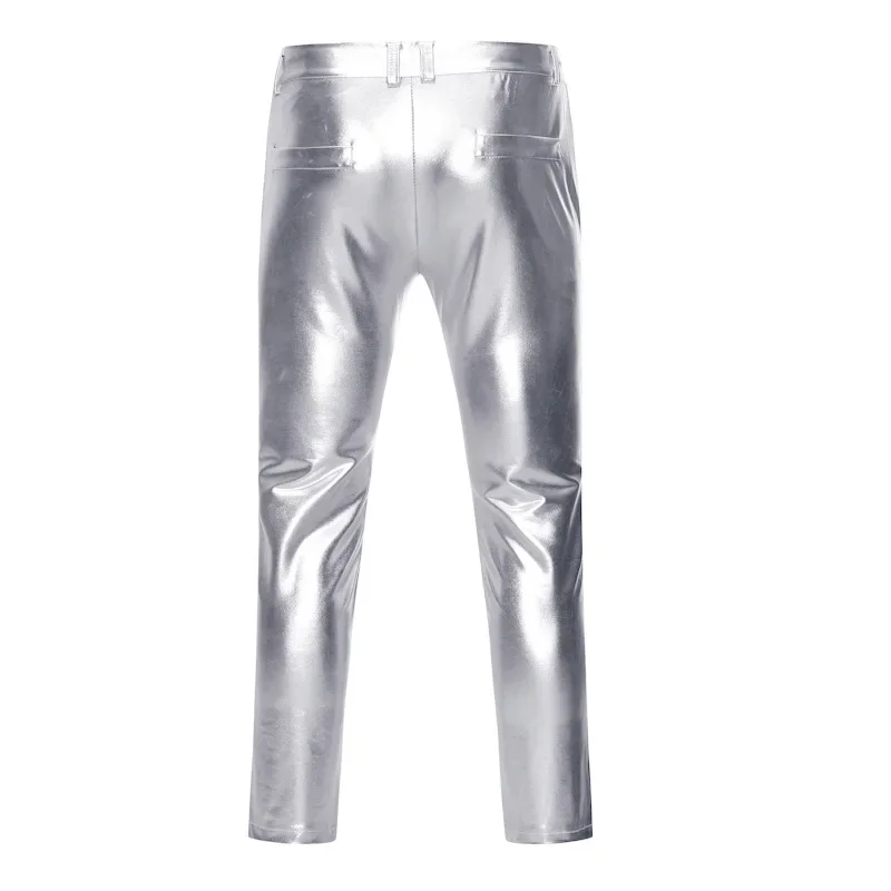 2025 New Men's Luxury Thin Bright Small Stretch Casual Pants Fashion Singer Bar KTV Stage Performance Trousers