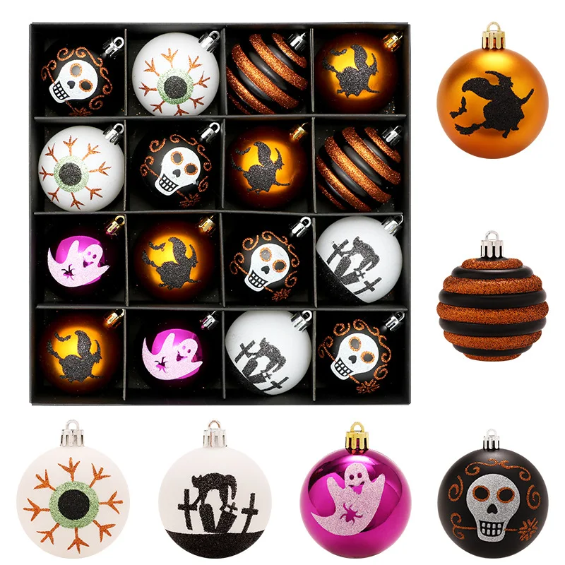 

Halloween Decorations Ornaments Set 6cm Glitter Witch Shatterproof Tree Decor Hanging Halloween Christmas Spheres To Decorate
