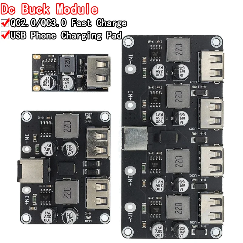 USB QC3.0 QC2.0 USB DC-DC Buck Converter Charging Step Down Module 6-32V 9V 12V 24V to Fast Quick Charger Circuit Board 5V