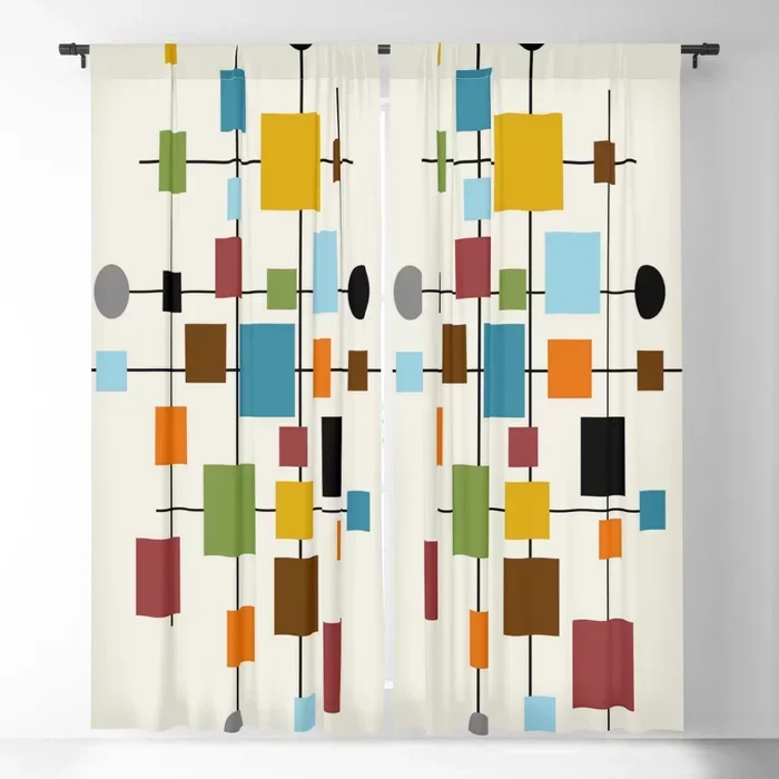 Mid-Century Modern Art Blackout Curtains 3D Print Window Curtains For Bedroom Living Room Decor Window Treatments