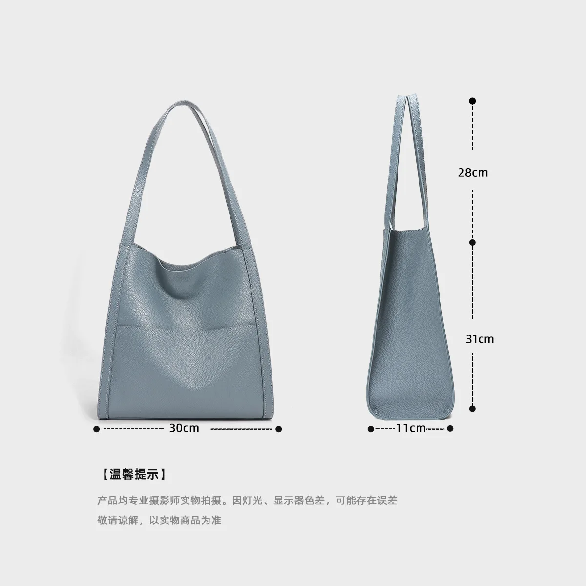 Commuter Tote Bag Women's Soft Cowhide Leather Large-capacity Bucket Bag Female Solid Color Premium Casual Shoulder Handbag image 6