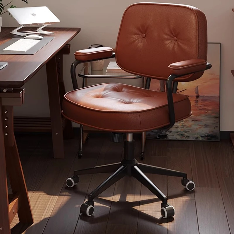 

Swivel Accent Office Chair Bedroom Desk Computer Rolling Leather Office Chair Comfortable Cute Silla De Oficina Home Furniture