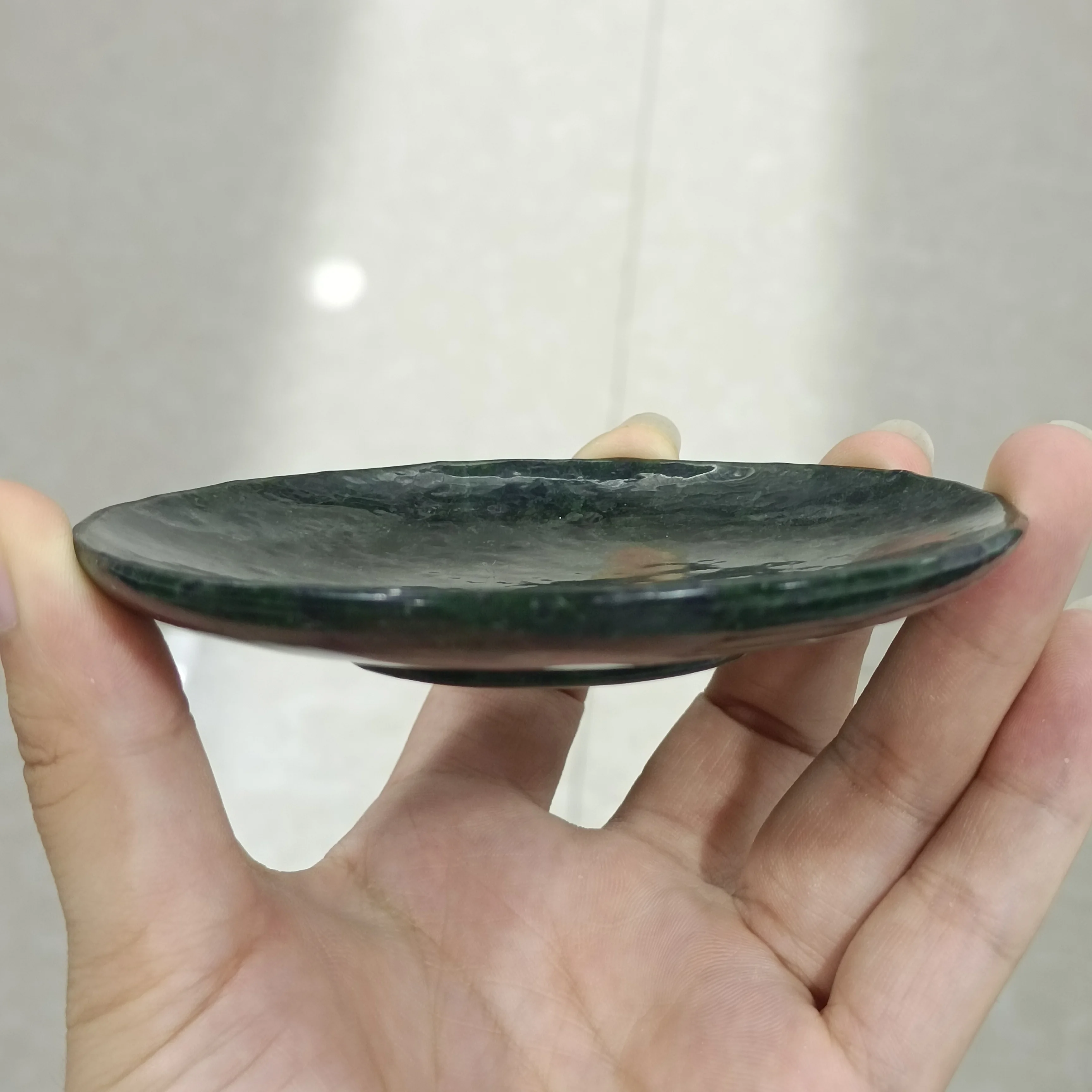 9-10cm 1pc Natural Labradorite Crystal Bowl Carving Quartz Jade Plate Mineral Chakra Home Decor Healing Gift 