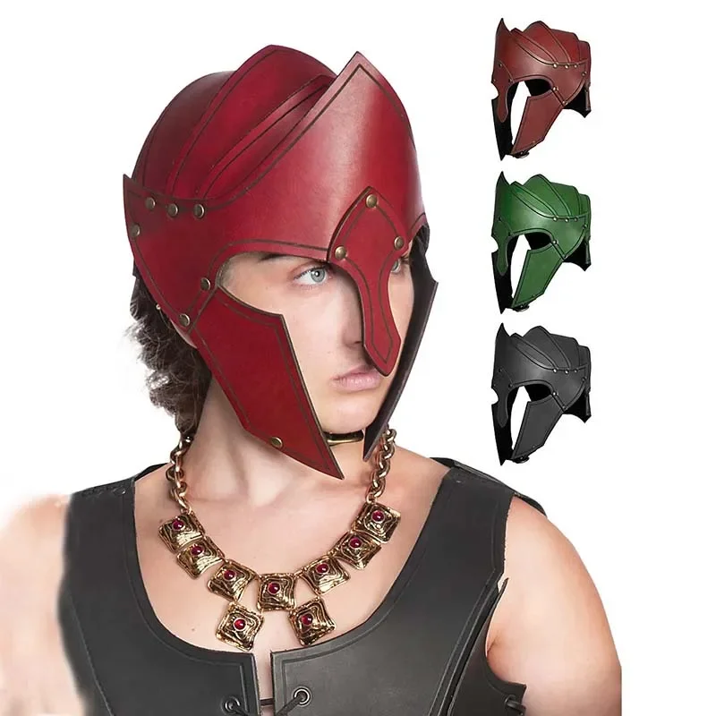 

Vintage Nordic Viking Dragon Rider Leather Helmet, Fantasy Warrior Elf Helmet, Medieval Renaissance Cosplay